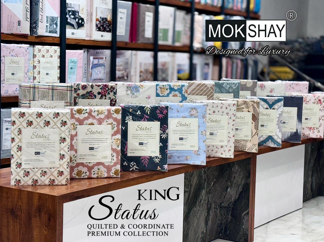 Status King — the pillow covers, borders and packing shown close up.